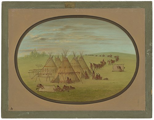 A Little Sioux Village, 1861, George Catlin