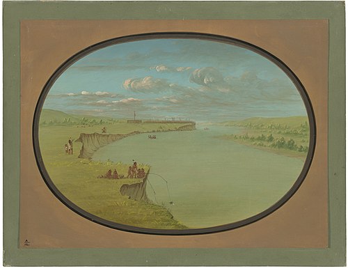 Mandan Village - A Distant View, 1861, George Catlin
