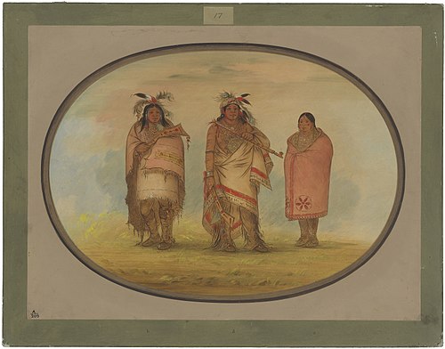 Menomonie Chief, His Wife, and Son, 1861, George Catlin