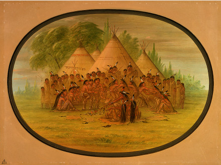 Pipe Dance - Assinneboine, 1861, George Catlin