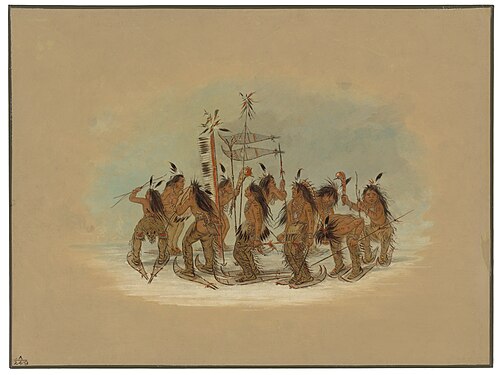 Snow Shoe Dance - Ojibbeway, 1861, George Catlin