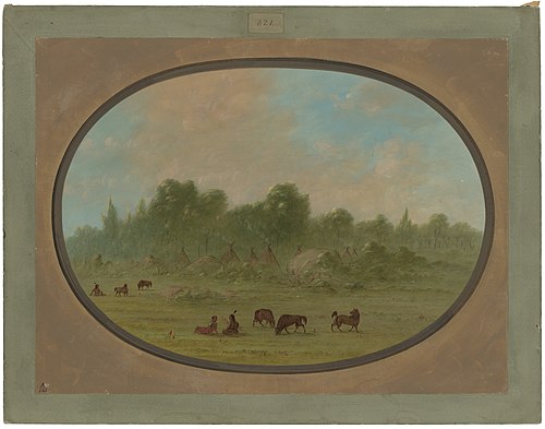 Tawahquena Village, 1861, George Catlin