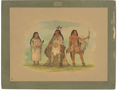 Three Minatarree Indians, 1861, George Catlin