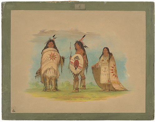 Three Riccarree Indians, 1861, George Catlin
