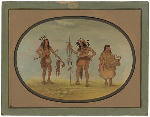 Two Ojibbeway Warriors and a Woman, 1861, George Catlin