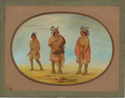 Two Weeah Warriors and a Woman, 1861, George Catlin