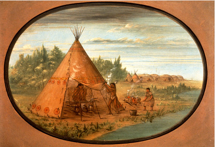 Vapor Bath - Minatarree, 1861, George Catlin