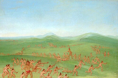 Sham Fight, Mandan Boys, 1832, George Catlin