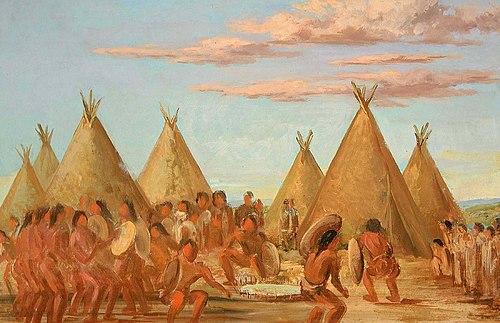 Smoking the Shield, 1838, George Catlin