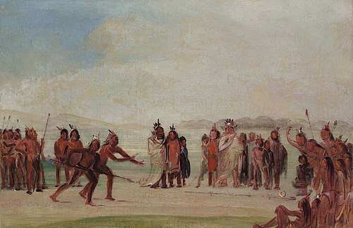 Tchung-kee, a Mandan Game Played with a Ring and Pole, 1832, George Catlin