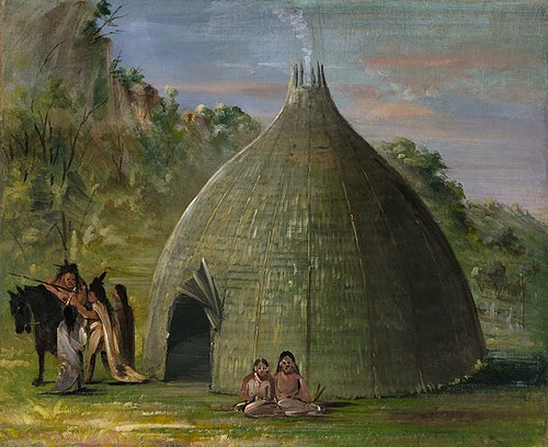 Wichita Lodge, Thatched with Prairie Grass, 1834, George Catlin