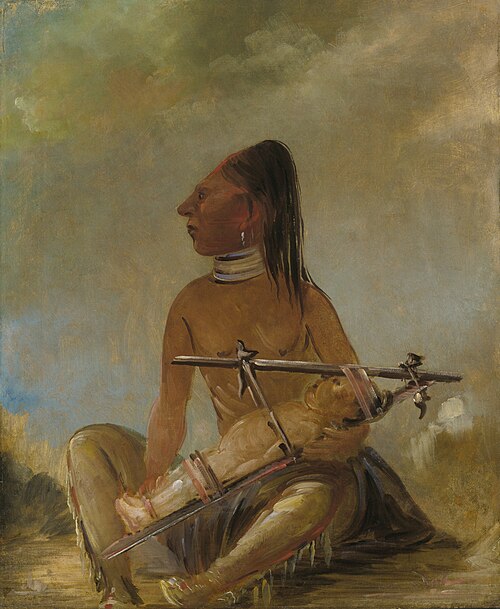 Woman and Child, Showing How the Heads of Children are Flattened, , George Catlin