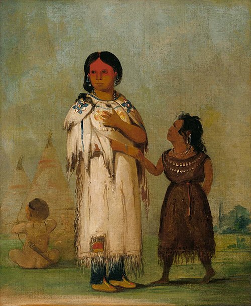 Assiniboin Woman and Child, 1832, George Catlin