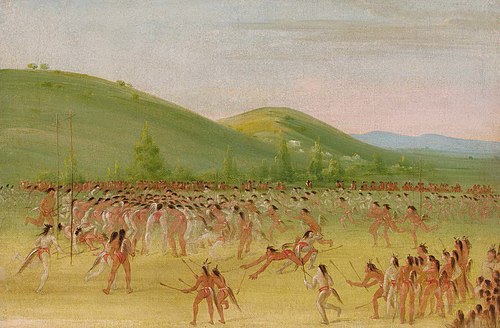 Ball-play of the Choctaw--Ball Down, 1834, George Catlin