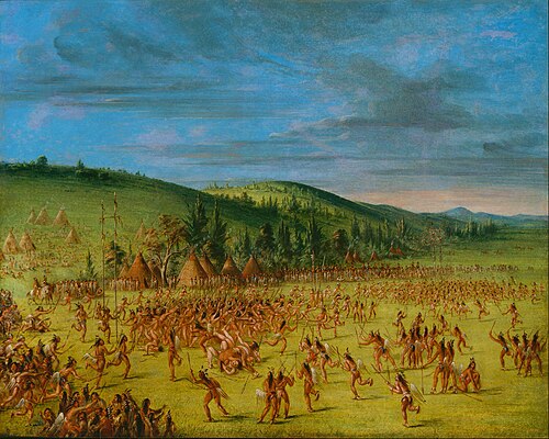 Ball-play of the Choctaw--Ball Up, 1850, George Catlin