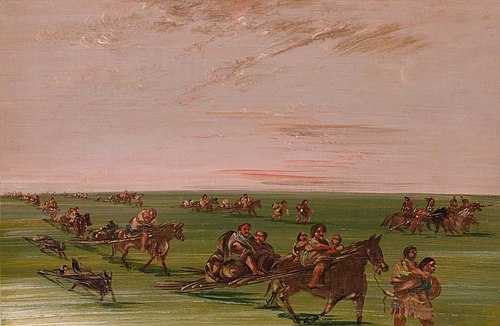 Band of Sioux Moving Camp, 1838, George Catlin