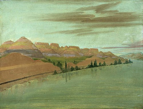 Beautiful Clay Bluffs, 1900 Miles above St. Louis, 1832, George Catlin