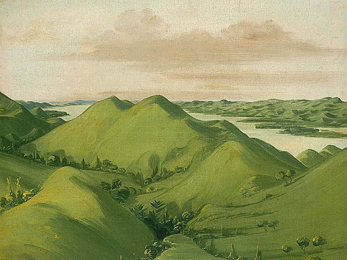 Beautiful Grassy Bluffs, 110 Miles above St. Louis, 1832, George Catlin