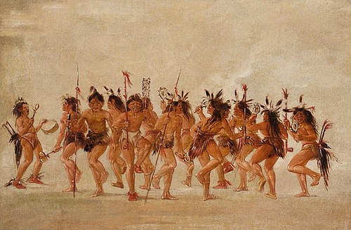 Beggar's Dance, Mouth of Teton River, 1836, George Catlin
