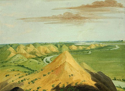 Clay Bluffs, Twenty Miles above the Mandans, 1832, George Catlin