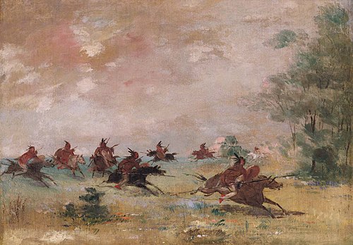 Comanche War Party, Mounted on Wild Horses, 1835, George Catlin