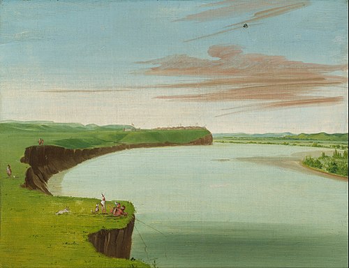 Distant View of the Mandan Village, 1832, George Catlin