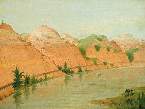Magnificent Clay Bluffs, 1800 Miles above St. Louis, 1832, George Catlin