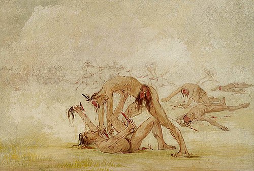 Mandan Scalping an Enemy, 1836, George Catlin