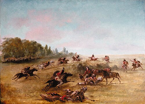 Mounted War Party Scouring a Thicket, 1847, George Catlin