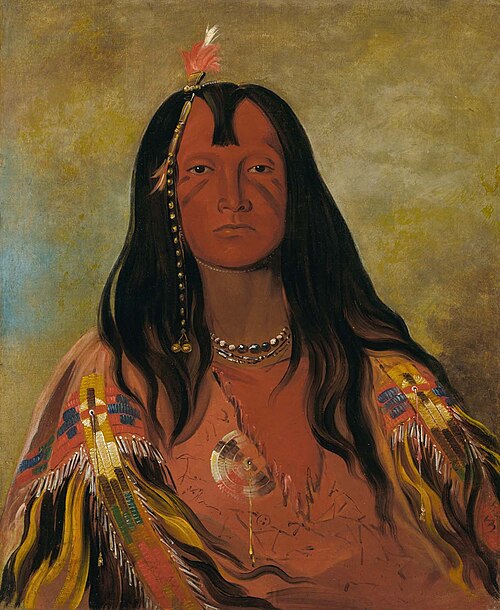 H'co-a-h'co-a-h'cotes-min, No Horns on His Head, a Brave, 1832, George Catlin