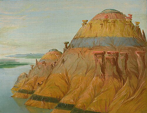 Picturesque Clay Bluff, 1700 Miles above St. Louis, 1832, George Catlin
