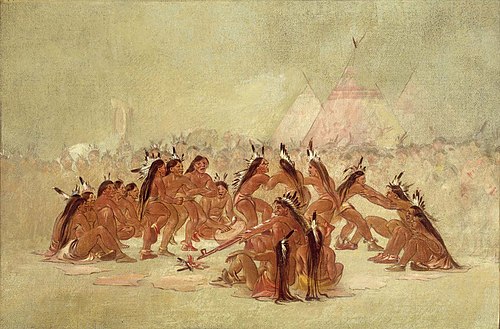 Pipe Dance, Assiniboine, 1836, George Catlin