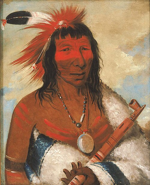 Wá-nah-de-túnk-ah, Big Eagle (or Black Dog), Chief of the O-hah-kas-ka-toh-y-an-te Band, 1835, George Catlin