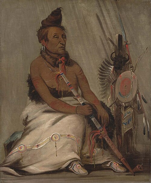 Eh-toh'k-pah-she-pée-shah, Black Moccasin, aged Chief, 1832, George Catlin