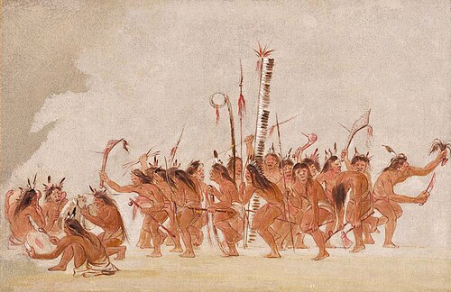 Braves' Dance, Ojibwa, 1836, George Catlin