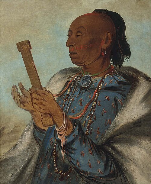 Ah-tón-we-tuck, Cock Turkey, Repeating His Prayer, 1830, George Catlin