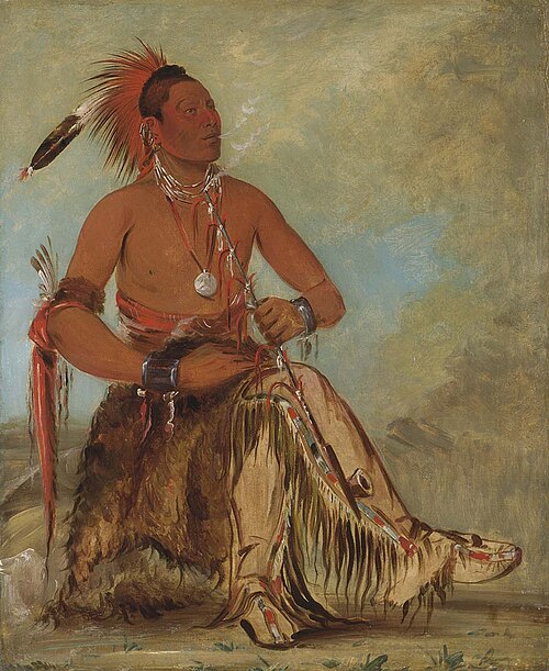 Nóm-ba-mon-nee, Double Walker, a Brave, 1832, George Catlin