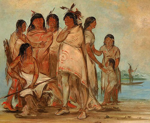 Du-cór-re-a, Chief of the Tribe, and His Family, , George Catlin