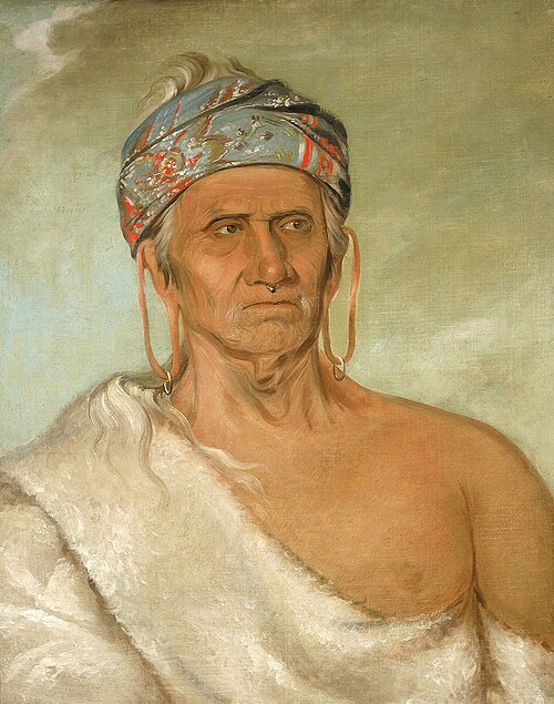 Lay-láw-she-kaw, Goes Up the River, an Aged Chief, 1830, George Catlin
