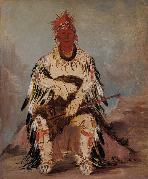No-wáy-ke-súg-gah, He Who Strikes Two at Once, a Brave, 1832, George Catlin