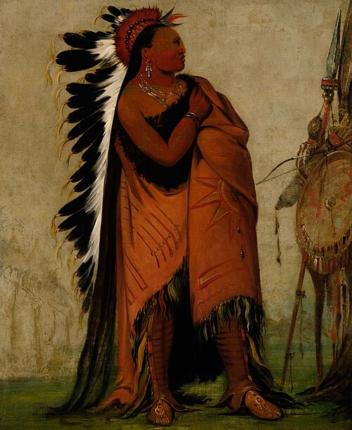 Eé-hee-a-duck-cée-a, He Who Ties His Hair Before, 1832, George Catlin