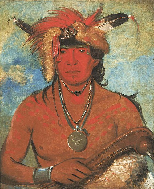Háh-je-day-ah'-shee, Meeting Birds, a Brave, 1835, George Catlin