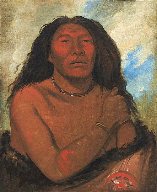 Duhk-gits-o-ó-see, Red Bear, a Distinguished Warrior, 1832, George Catlin