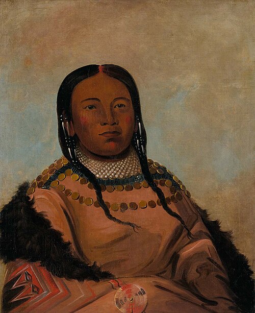 Wi-lóoh-tah-eeh-tcháh-ta-máh-nee, Red Thing That Touches in Marching, Daughter of Black Rock, 1832, George Catlin