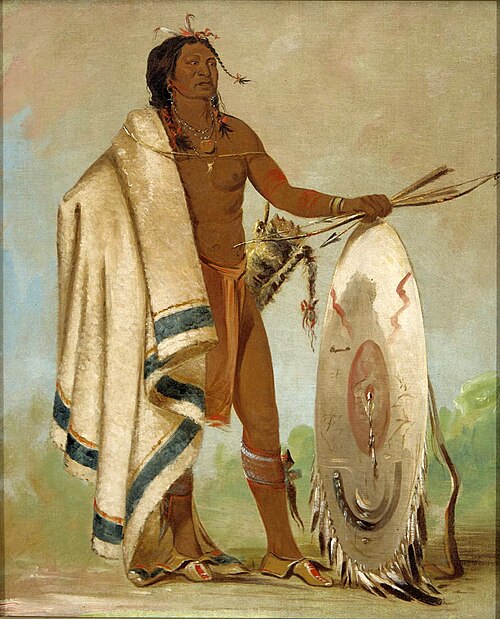 Kotz-a-tó-ah, Smoked Shield, a Distinguished Warrior, 1834, George Catlin