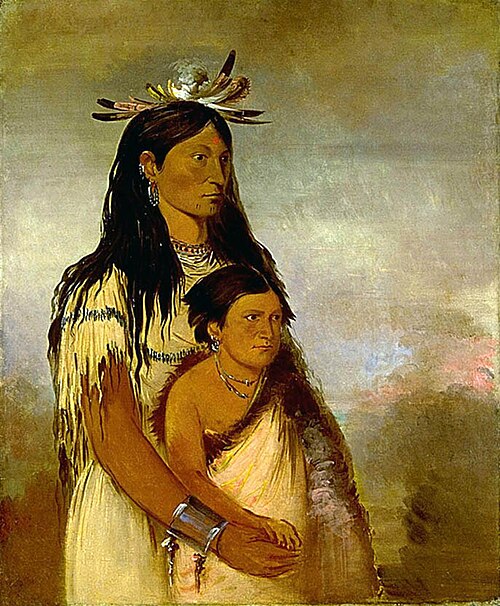 Túnk-aht-óh-ye, Thunderer, a Boy, and Wun-pán-to-mee, White Weasel, a Girl, 1834, George Catlin