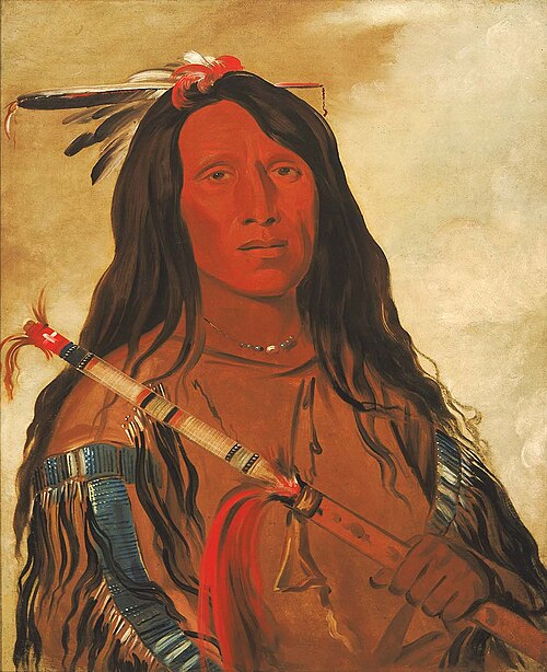 Né-hee-ó-ee-wóo-tis, Wolf on the Hill, Chief of the Tribe, 1832, George Catlin