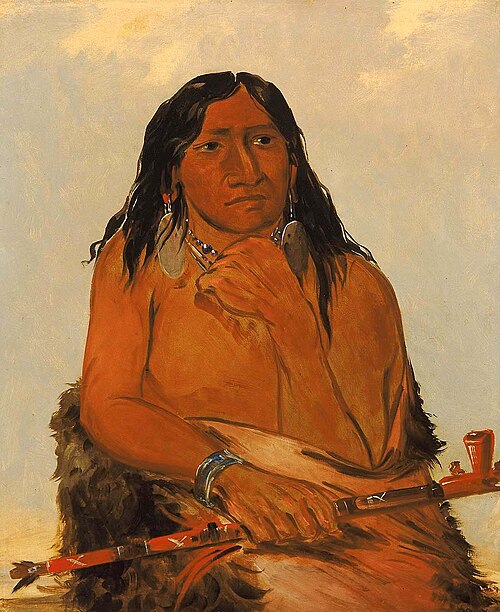 Is-sa-wáh-tám-ah, Wolf Tied with Hair, a Chief, 1834, George Catlin