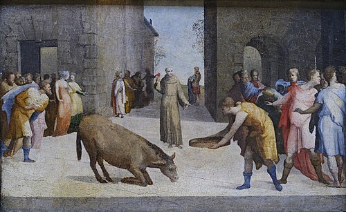 Saint Antoine et le miracle de la mule, 1537, Domenico Beccafumi
