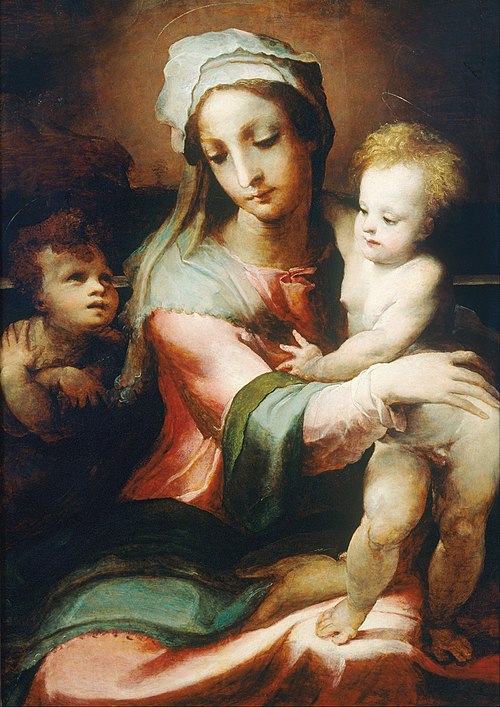 Madonna and child with infant John the Baptist, 1542, Domenico Beccafumi